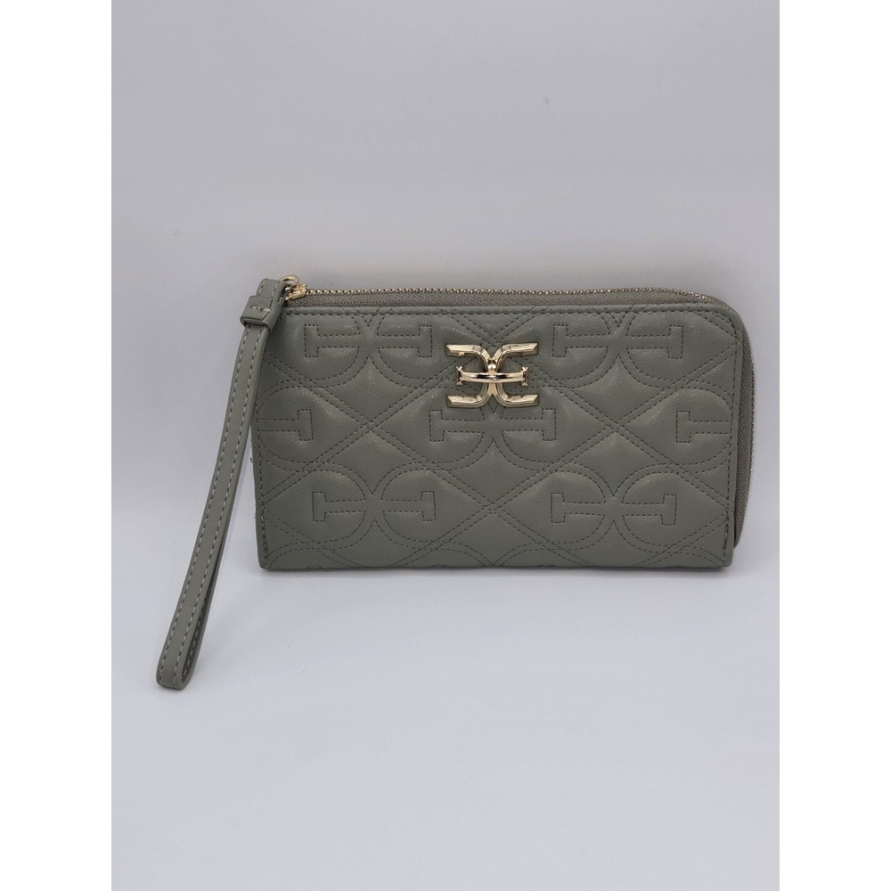 Sam Edelman Sage‎ Green Quilted Zip Around Wallet Wristlet